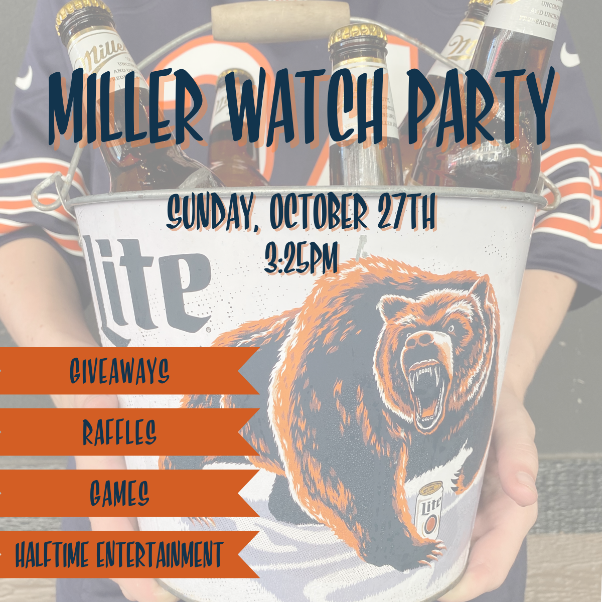 MILLER WATCH PARTY SUNDAY OCTOBER 27TH